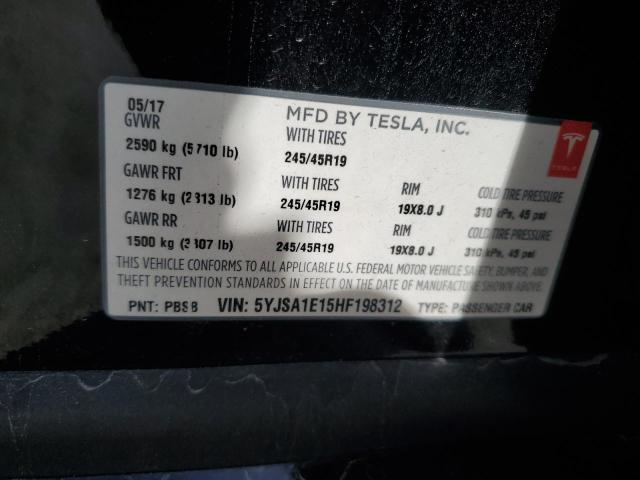 5YJSA1E15HF198312 - 2017 TESLA MODEL S შავი ფოტო 13