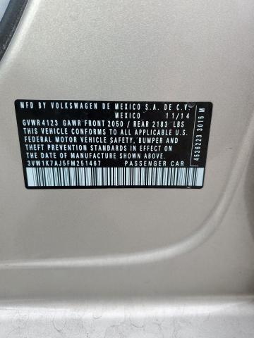 3VW1K7AJ5FM251467 - 2015 VOLKSWAGEN JETTA BASE Bej foto 12