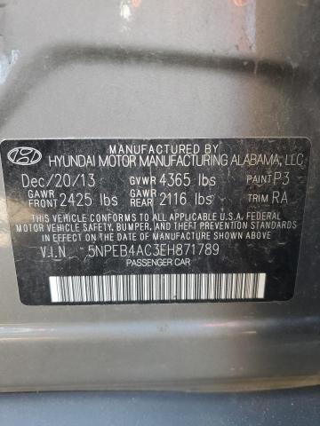 5NPEB4AC3EH871789 - 2014 HYUNDAI SONATA GLS GRAY photo 12