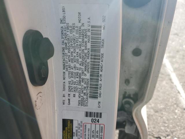 5TEJU62N27Z465829 - 2007 TOYOTA TACOMA DOUBLE CAB PRERUNNER WHITE photo 12