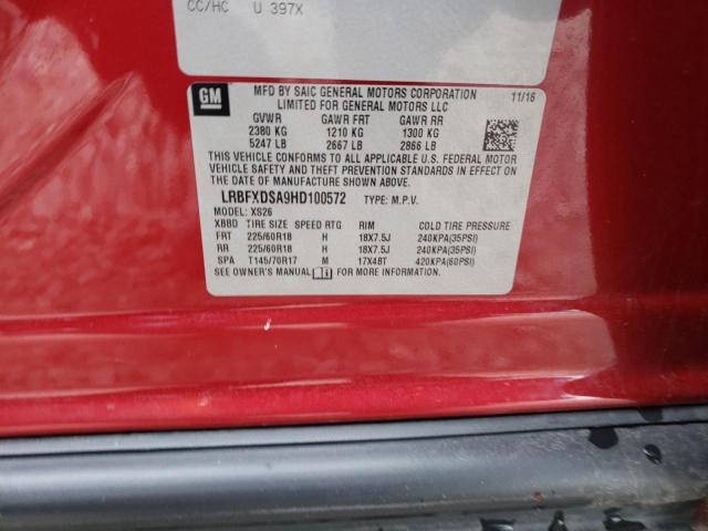 LRBFXDSA9HD100572 - 2017 BUICK ENVISION ESSENCE Շագանակագույն լուսանկար 13