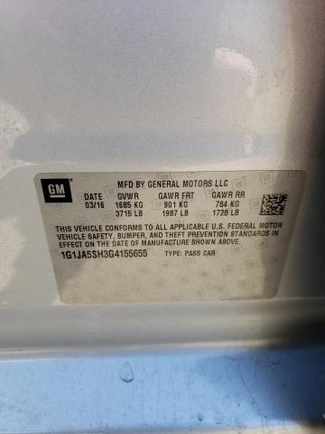 1G1JA5SH3G4155655 - 2016 CHEVROLET SONIC LS ვერცხლისფერი ფოტო 12