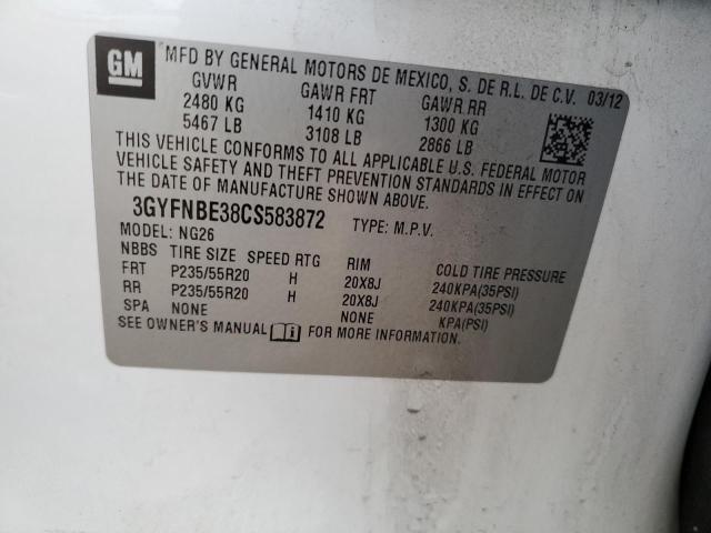 3GYFNBE38CS583872 - 2012 CADILLAC SRX PERFORMANCE COLLECTION თეთრი ფოტო 13