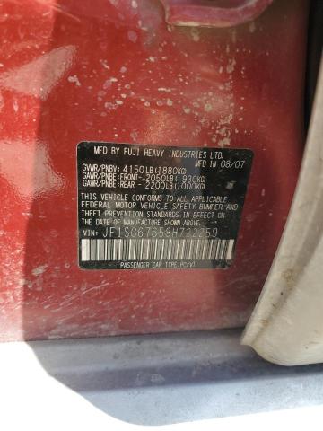 JF1SG67658H722259 - 2008 SUBARU FORESTER 2.5X LL BEAN MAROON photo 12