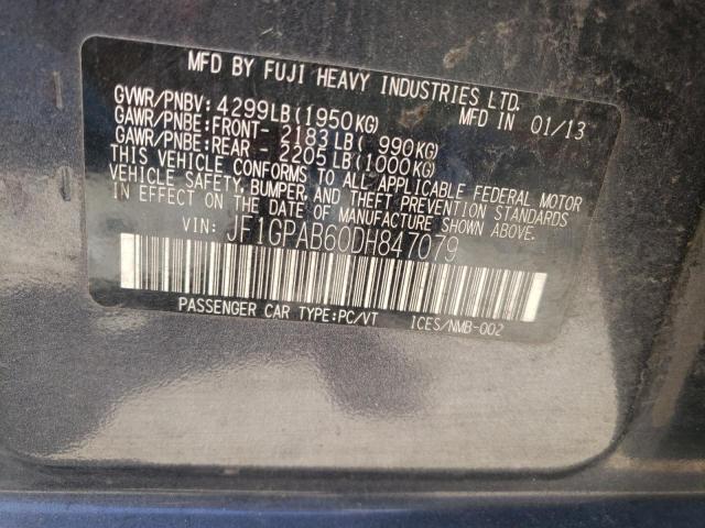 JF1GPAB60DH847079 - 2013 SUBARU IMPREZA PREMIUM GRAY photo 12