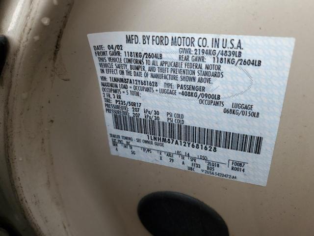 1LNHM87A12Y681628 - 2002 LINCOLN LS 奶油色 照片 12