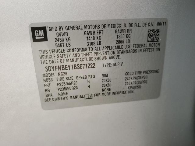 3GYFNBEY1BS671222 - 2011 CADILLAC SRX PERFORMANCE COLLECTION SILVER photo 13