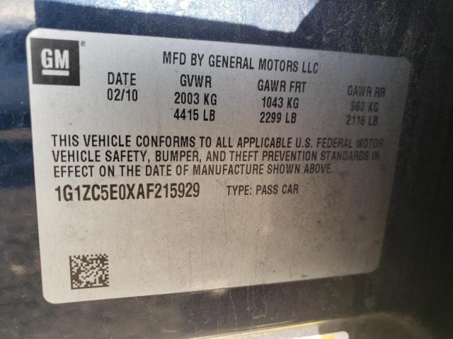 1G1ZC5E0XAF215929 - 2010 CHEVROLET MALIBU 1LT BLUE photo 12