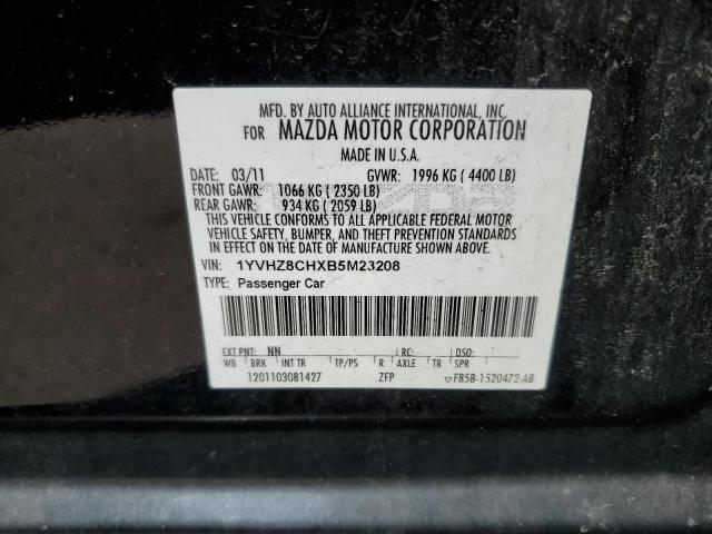 1YVHZ8CHXB5M23208 - 2011 MAZDA 6 I BLACK photo 12