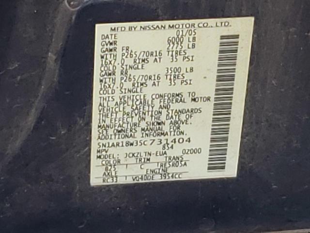 5N1AR18W35C731404 - 2005 NISSAN PATHFINDER LE 蓝色 照片 13