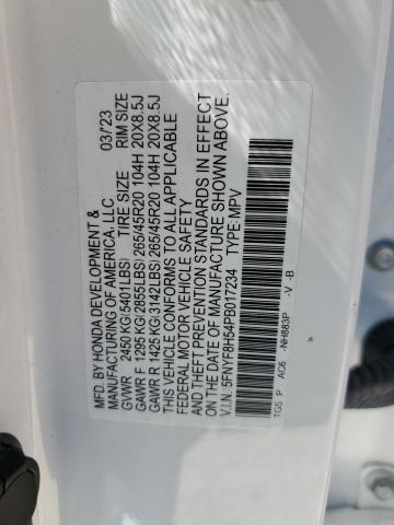 5FNYF8H54PB017234 - 2023 HONDA PASSPORT EXL WHITE photo 13