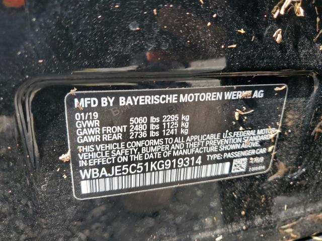 WBAJE5C51KG919314 - 2019 BMW 540 I BLACK photo 13