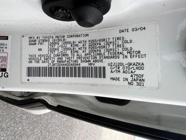 JTJBT20X440046944 - 2004 LEXUS GX 470 WHITE photo 10