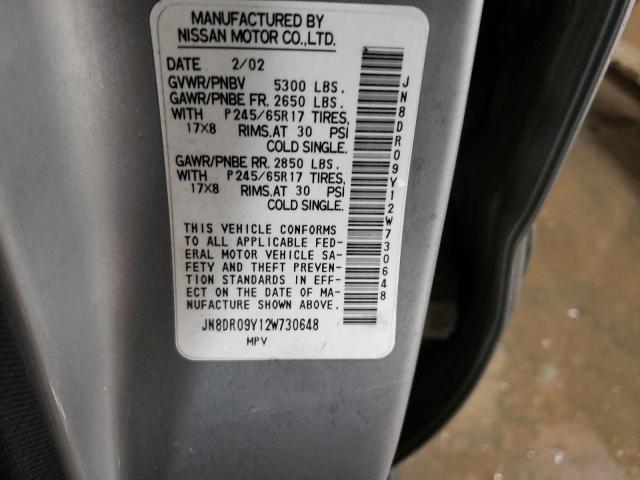 JN8DR09Y12W730648 - 2002 NISSAN PATHFINDER LE 灰色 照片 12