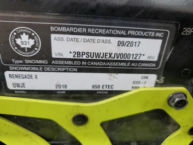 2BPSUWJEXJV000127 - 2018 SKI DOO RENEGADE YELLOW photo 10