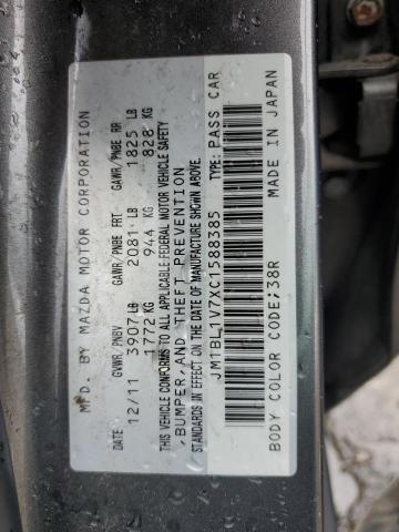 JM1BL1V7XC1588385 - 2012 MAZDA 3 I GRAY photo 13