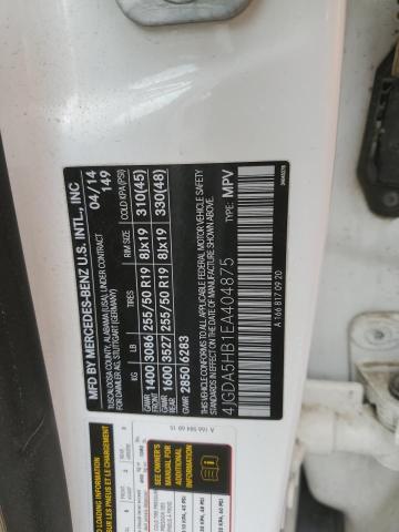 4JGDA5HB1EA404875 - 2014 MERCEDES-BENZ ML 350 4MATIC WHITE photo 13