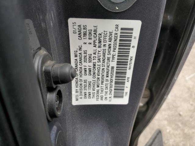 2HGFB2F90FH520288 - 2015 HONDA CIVIC EXL GRAY photo 12