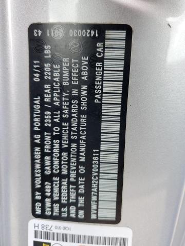 WVWFW7AH2CV003611 - 2012 VOLKSWAGEN EOS LUX 银色 照片 12