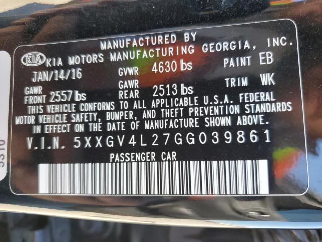 5XXGV4L27GG039861 - 2016 KIA OPTIMA SXL BLACK photo 12