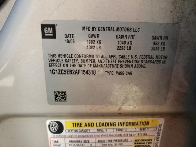 1G1ZC5EB2AF154318 - 2010 CHEVROLET MALIBU 1LT SILVER photo 12