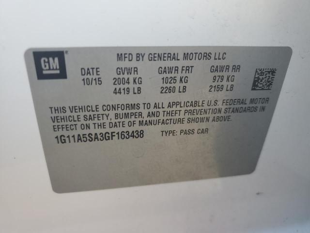 1G11A5SA3GF163438 - 2016 CHEVROLET MALIBU LIM LS WHITE photo 13