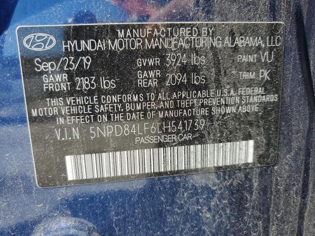 5NPD84LF6LH541739 - 2020 HYUNDAI ELANTRA SEL BLUE photo 12