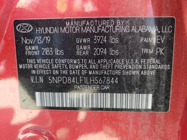 5NPD84LF1LH567844 - 2020 HYUNDAI ELANTRA SEL RED photo 13