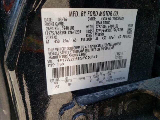 1FT7W2B68GEC50349 - 2016 FORD F250 SUPER DUTY BLACK photo 12