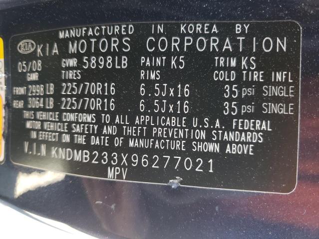 KNDMB233X96277021 - 2009 KIA SEDONA EX BLUE photo 13