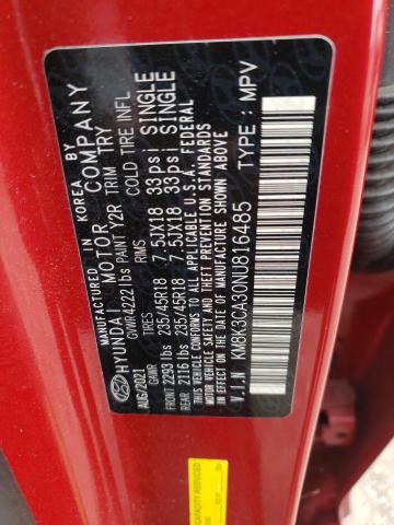 KM8K3CA30NU816485 - 2022 HYUNDAI KONA N LINE RED photo 13