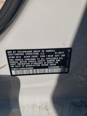 1VWDT7A36HC046966 - 2017 VOLKSWAGEN PASSAT R-LINE თეთრი ფოტო 12