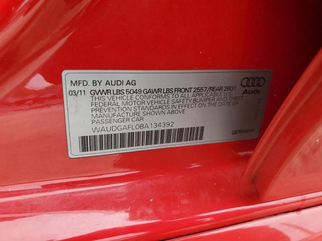 WAUDGAFL0BA134392 - 2011 AUDI S4 PREMIUM PLUS RED photo 12