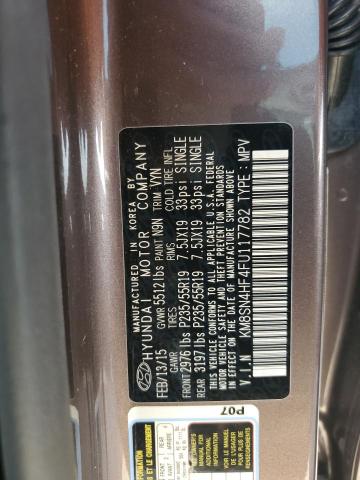 KM8SN4HF4FU117782 - 2015 HYUNDAI SANTA FE GLS BROWN photo 13