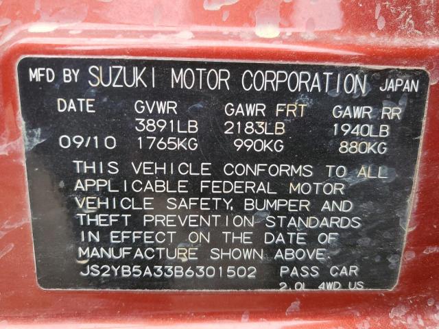 JS2YB5A33B6301502 - 2011 SUZUKI SX4 ORANGE photo 13