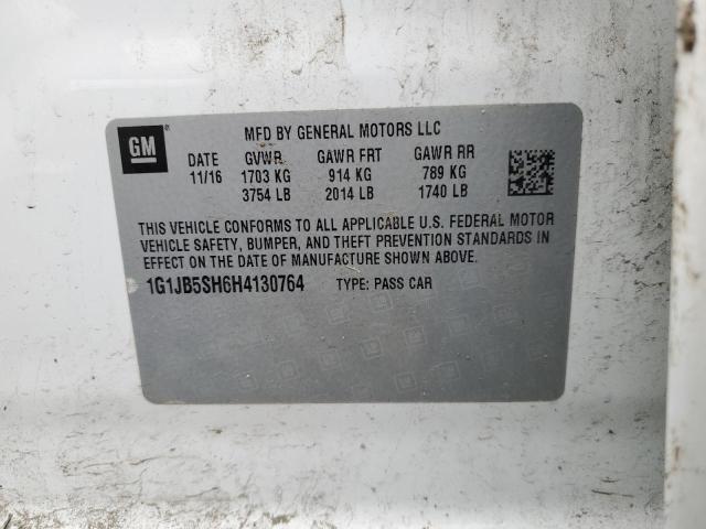 1G1JB5SH6H4130764 - 2017 CHEVROLET SONIC LS 白色 照片 12