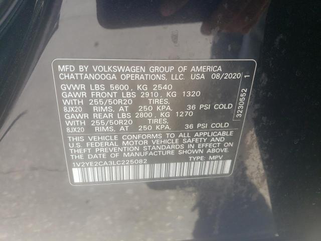 1V2YE2CA3LC225082 - 2020 VOLKSWAGEN ATLAS CROS SE Черный фото 13
