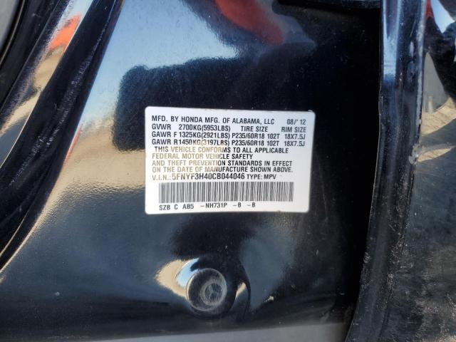 5FNYF3H40CB044046 - 2012 HONDA PILOT EX BLACK photo 14