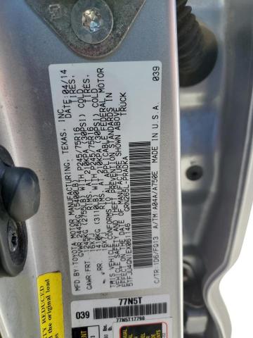 5TFJU4GN1EX061146 - 2014 TOYOTA TACOMA DOUBLE CAB PRERUNNER SILVER photo 12