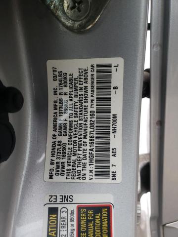 1HGFA16867L082160 - 2007 HONDA CIVIC EX SILVER photo 13