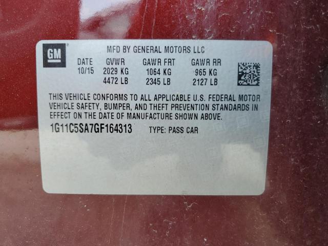 1G11C5SA7GF164313 - 2016 CHEVROLET MALIBU LIM LT Марун фото 12