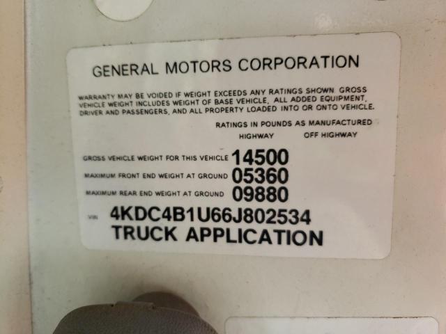 4KDC4B1U66J802534 - 2006 GMC W4500 W45042 WHITE photo 12