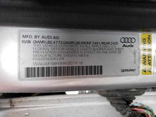 WAUAF48H99K007418 - 2009 AUDI A4 2.0T CABRIOLET SILVER photo 13