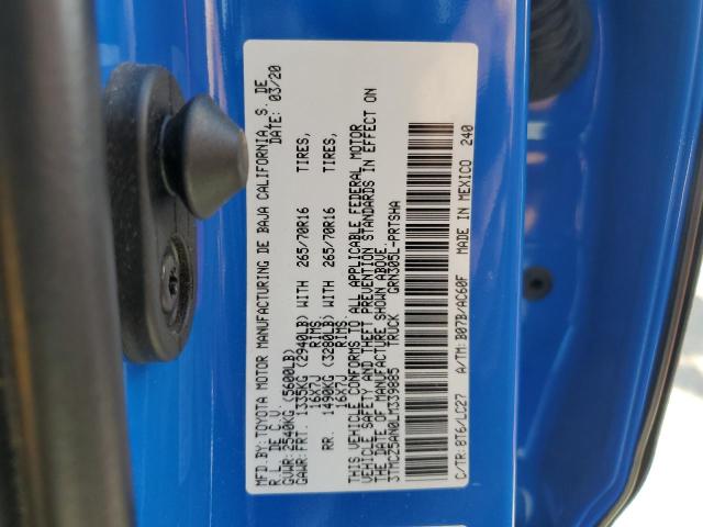 3TMCZ5AN0LM339885 - 2020 TOYOTA TACOMA DOUBLE CAB BLUE photo 12