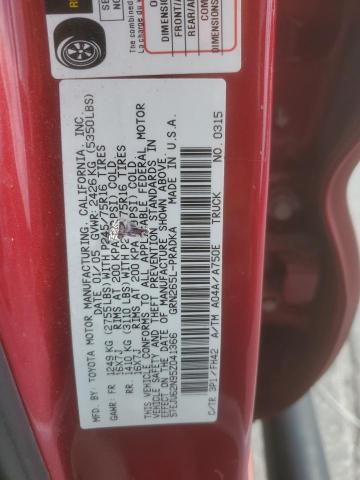 5TEJU62N95Z041366 - 2005 TOYOTA TACOMA DOUBLE CAB PRERUNNER RED photo 12