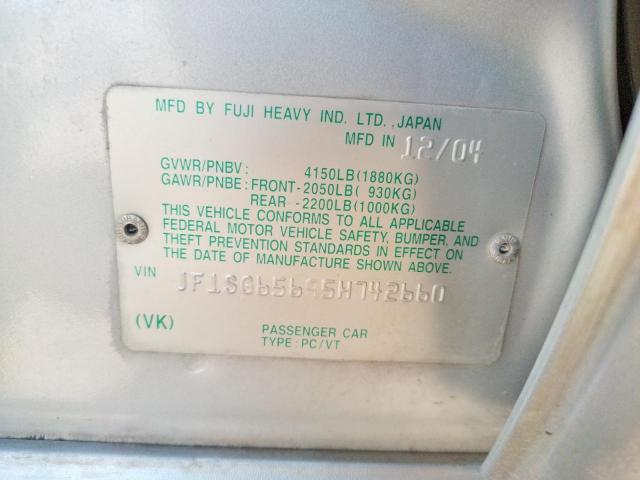 JF1SG65695H742660 - 2005 SUBARU FORESTER 2.5XS Gümüş foto 12