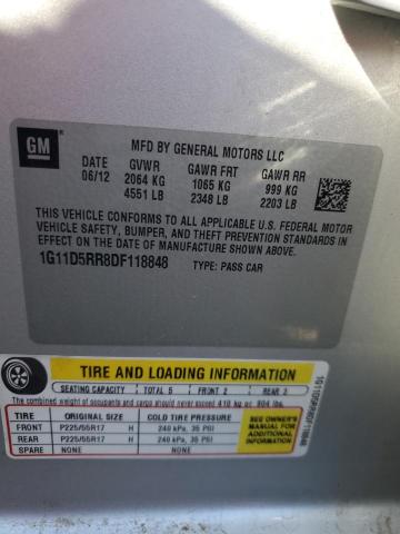 1G11D5RR8DF118848 - 2013 CHEVROLET MALIBU 1LT 银色 照片 12