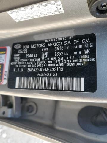 3KPA25AD6ME402180 - 2021 KIA RIO S GRAY photo 12