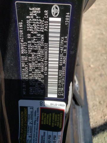 4T1BK1EB1DU063332 - 2013 TOYOTA AVALON BASE 黑色 照片 12