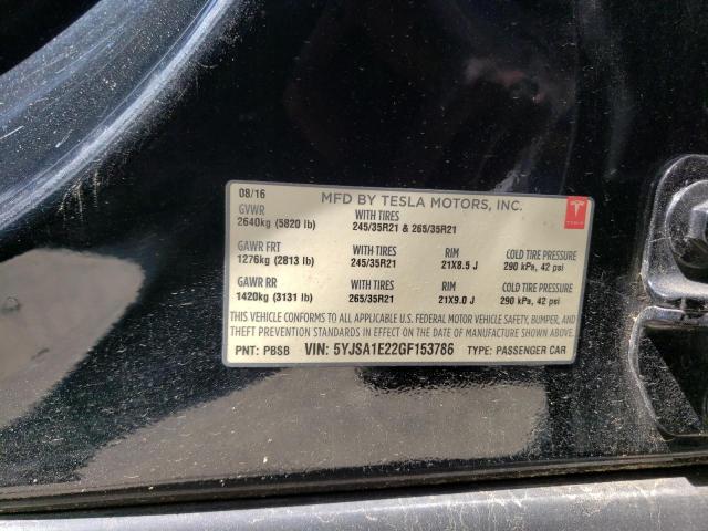 5YJSA1E22GF153786 - 2016 TESLA MODEL S Qara foto 12
